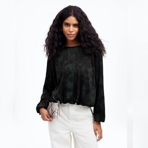 MADEWELL Long Sleeve Satin Bubble Hem, Size S